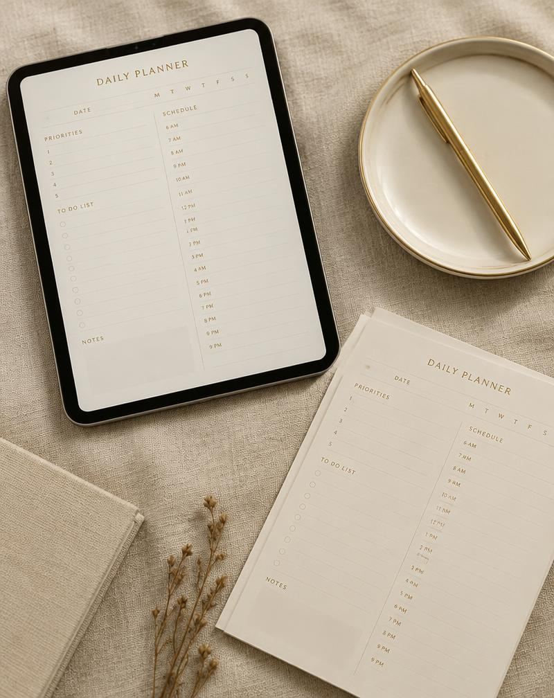 The studio's weekly planner — concept mockup