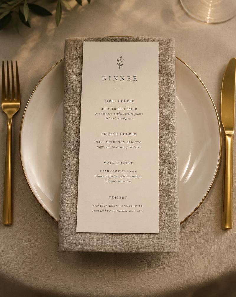 Elegant printed menu card — concept mockup